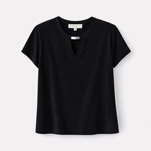 Laura Women's Black Keyhole Short Sleeve Tee